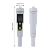A digital salinity meter is shown from the front and side, with dimensions indicated. Podgląd zdjęcia produktu