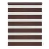 A roller blind with alternating dark brown and white stripes, shown fully extended. Produktbild-Vorschau