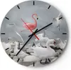 Wanduhr - Rund - Glasuhr - Flamingo Schwan Fantasie - Produktbild-Vorschau 1