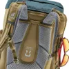 Close-up view of the back of a Deuter backpack, showing straps, mesh padding, and a pair of sunglasses clipped to the side. Voir les images du produit