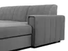 A close-up view of a gray sofa's armrest and backrest. Náhľad obrázku produktu