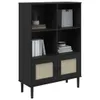 Bücherschrank SENJA Rattan-Look Schwarz 90x35x130cm Produktbild-Vorschau 3