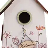 Hängedeko Frühling Vogelhaus Nistkasten Holzdeko Weiß Grün Produktbild-Vorschau 2