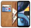 A book-style phone case with a card slot and cash compartment, showing a phone screen. Podgląd zdjęcia produktu