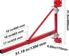 A red metal hoist support arm with measurement labels. Náhľad obrázku produktu