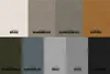 A collage of fabric swatches in various colors, each labeled with a name. Produktbild-Vorschau