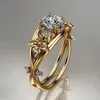 Damen-Ring, floraler Doppelschicht-Schmuck, funkelnder Produktbild-Vorschau 6