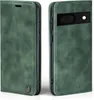 A green flip case for a Google Pixel 8 phone, shown from the front and side. Produktbild-Vorschau