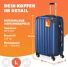 Valise rigide L bleu 4 roues 360° Bagage en plastique ABS Voir les images du produit 2