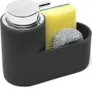 A kitchen sink organizer with a soap dispenser, sponge, and scrub brush. Produktbild-Vorschau