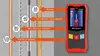 A wall scanner is shown next to a diagram illustrating its detection depths for different materials. Anteprima dell’immagine prodotto