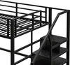 A close-up view of a black metal bunk bed frame with stairs. Náhled obrázku produktu