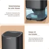Collage of images showing a dehumidifier and its features. Produktbild-Vorschau