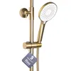 A close-up of a gold showerhead and rail system against a white background. Anteprima dell’immagine prodotto