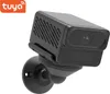 A black Tuya smart camera is mounted on a black base, shown against a white background. Produktbild-Vorschau