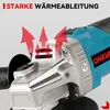 Close-up of an angle grinder with red arrows indicating heat dissipation. Voir les images du produit