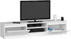 A white TV stand with a television on top and electronic devices inside. Anteprima dell’immagine prodotto