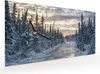 Wanduhr aus Glas mit Motiv Winterflusswald- 60 x 30 cm - Produktbild-Vorschau 2