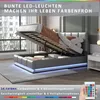 Polsterbett mit LED und hydraulischem Stauraum 160x200 cm Produktbild-Vorschau 7