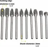 10 kusů rotačních karbidových fréz 3 mm x 6 mm pro obrábění Náhled obrázku produktu 3