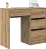 A product shot of a wooden desk with drawers and a laptop on top. Produktbild-Vorschau