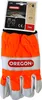 A pair of orange and gray work gloves with a product tag attached. Produktbild-Vorschau