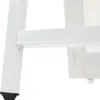 A close-up view of the white metal leg of a mirror stand with a black rubber foot. Náhľad obrázku produktu