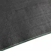 A close-up view of a piece of black fabric with a green stitched edge. Produktbild-Vorschau