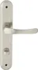 A silver-colored door handle set on a white background. Produktbild-Vorschau