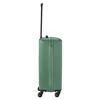 A green suitcase with its handle extended, shown from the side. Produktbild-Vorschau