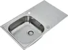 A stainless steel kitchen sink with a drainboard. Produktbild-Vorschau