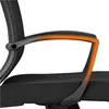 Close-up of the armrest of a black office chair with orange accents. Produktbild-Vorschau