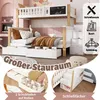 A children's bunk bed with storage drawers and a staircase, set in a bedroom environment with pink accents. Produktbild-Vorschau