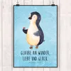 Mr. & Mrs. Panda Bild Pinguin Marienkäfer DIN A1 - Eisblau Produktbild-Vorschau 2