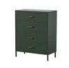 A dark green chest of drawers with four drawers is shown against a white background. Podgląd zdjęcia produktu