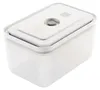 A white plastic food storage container with a gray lid and a gray valve on top. Produktbild-Vorschau