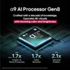 A marketing image showcasing the LG a9 AI Processor Gen8 chip with text highlighting its features and performance improvements. Podgląd zdjęcia produktu