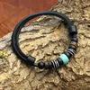 HANA LIMA | Trend Leder Armband mit türkiser Glas Perle für Produktbild-Vorschau 3