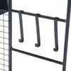 A close-up view of black metal hooks attached to a wire grid shelf. Produktbild-Vorschau