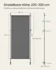 Diagram showing dimensions and adjustable height of a screen. Produktbild-Vorschau