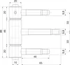 A technical drawing of a hinge with dimensions. Produktbild-Vorschau