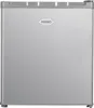 A studio shot of a silver mini-refrigerator with the brand logo on the front. Produktbild-Vorschau