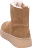 A single brown boot with white fur lining is shown from the back. Voir les images du produit