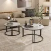 WISFOR 2er Set Couchtisch mit Aluminiumgestell, Satztisch Produktbild-Vorschau 12