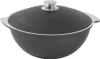 A black Kazan pot with a silver lid and handles, isolated on a white background. Produktbild-Vorschau