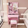 Make-up tafel met LED-verlichting en krukje, 60x38x132 cm, Productafbeelding-voorbeeld 5