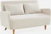 A cream-colored, two-seater sofa with bouclé fabric and wooden legs, shown against a white background. Anteprima dell’immagine prodotto