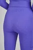 Close-up of the back of purple riding leggings on a person. Produktbild-Vorschau