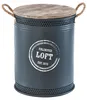 A dark gray cylindrical laundry basket with a wooden lid and rope handles, featuring a white circular logo with text. Produktbild-Vorschau