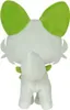 A plush toy of a white cat-like creature with large green ears, shown from the back. Produktbild-Vorschau